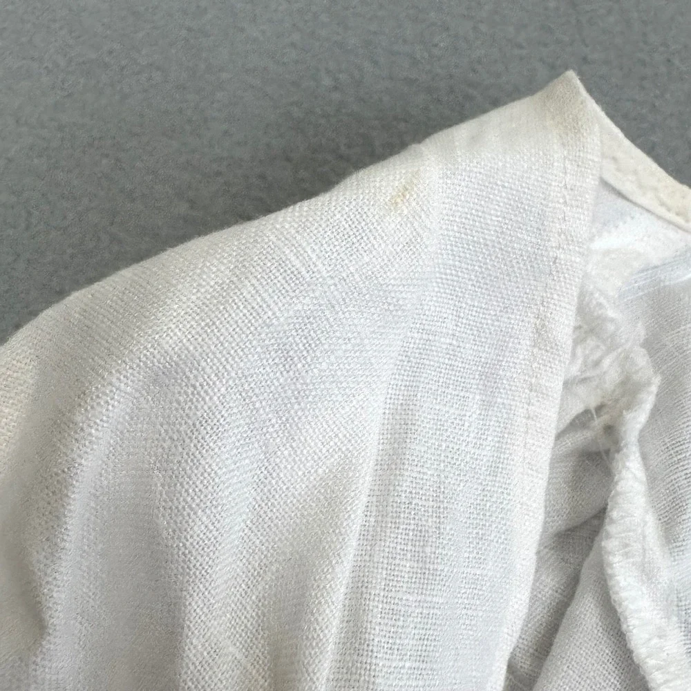 Reformation Linen Crop Top Milkmaid Peasant 4 White Puff Sleeve Boho Cottagecore